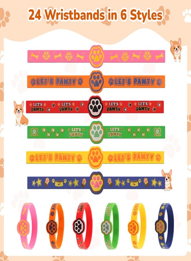 ANJUU 24 Pcs Dog Paw Party Favors Birthday Supplies for Kids, Multicolor Paw Print Silicone Wristbands Bracelets Bulk for Goodie Bag Stuffer Class Prize Christmas Easter Dog Themed Party Favors Gift - Image 2